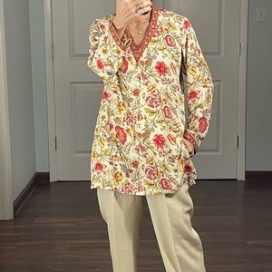 Vintage Biba Floral V Neck Tunic size XS ( 34)